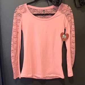 Lace blouse pink